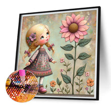Load image into Gallery viewer, Diamond Painting - Full Square - Little girl with flowers (30*30CM)