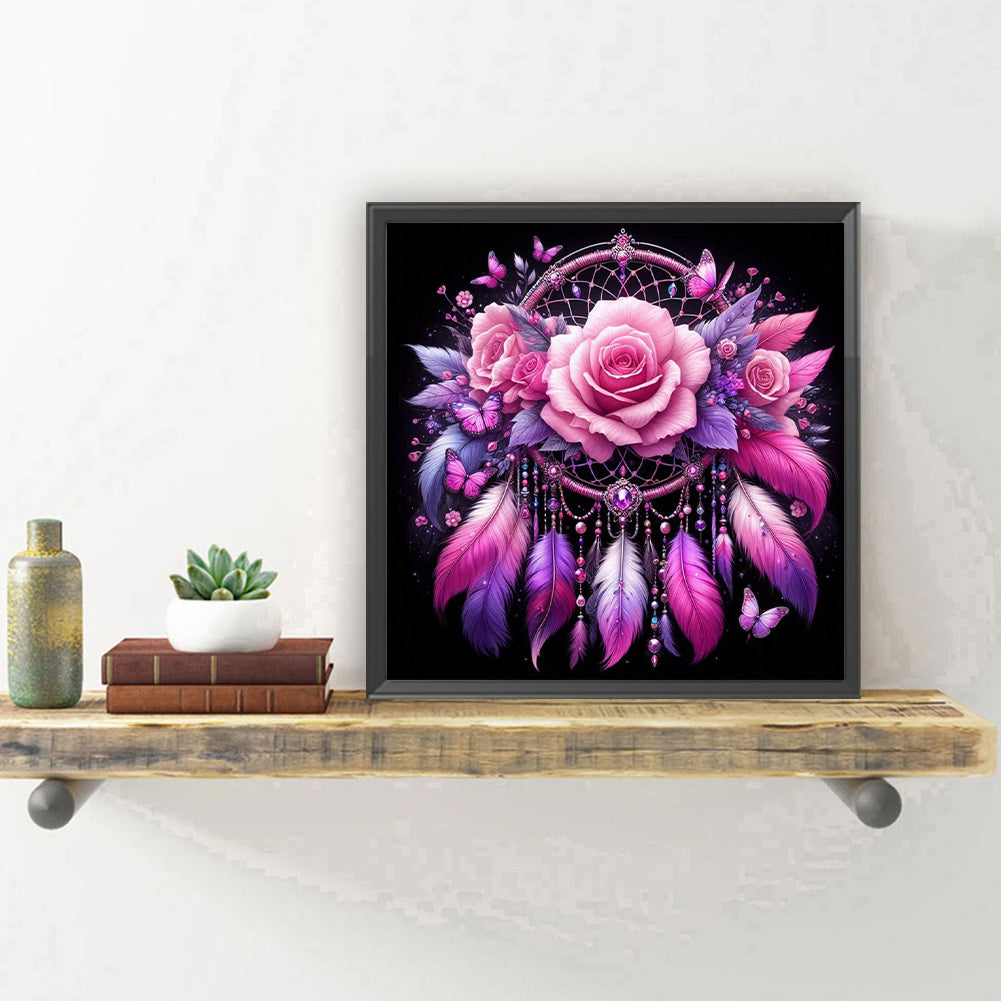 Diamond Painting - Full Round - Flowers and dream catcher (30*30CM)