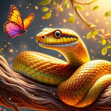 Load image into Gallery viewer, Diamond Painting - Full Round - Golden snake (30*30CM)