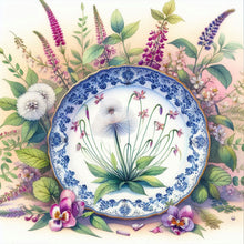 Load image into Gallery viewer, Diamond Painting - Full Round - Porcelain dandelion (30*30CM)