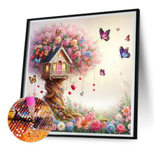 Load image into Gallery viewer, Diamond Painting - Full Round - Pink tree small house (30*30CM)