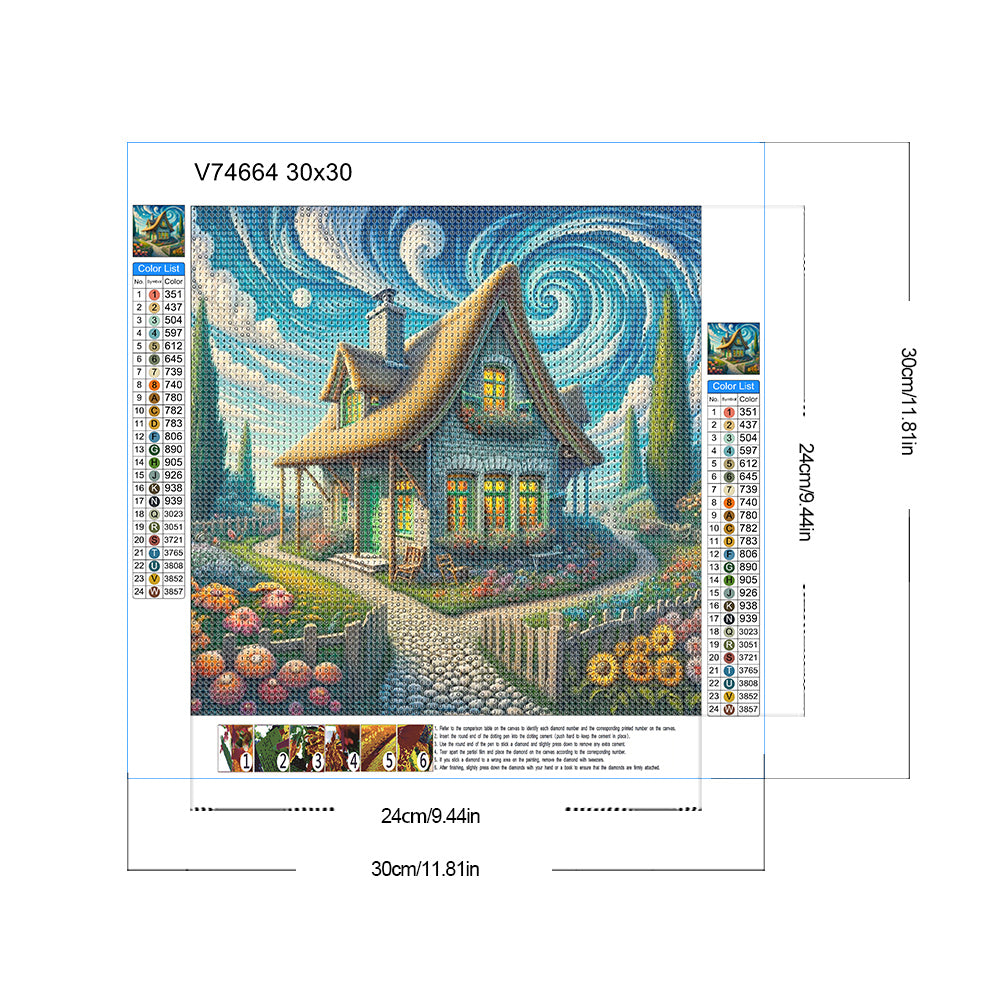 Diamond Painting - Full Round - Swirl cloud house (30*30CM)