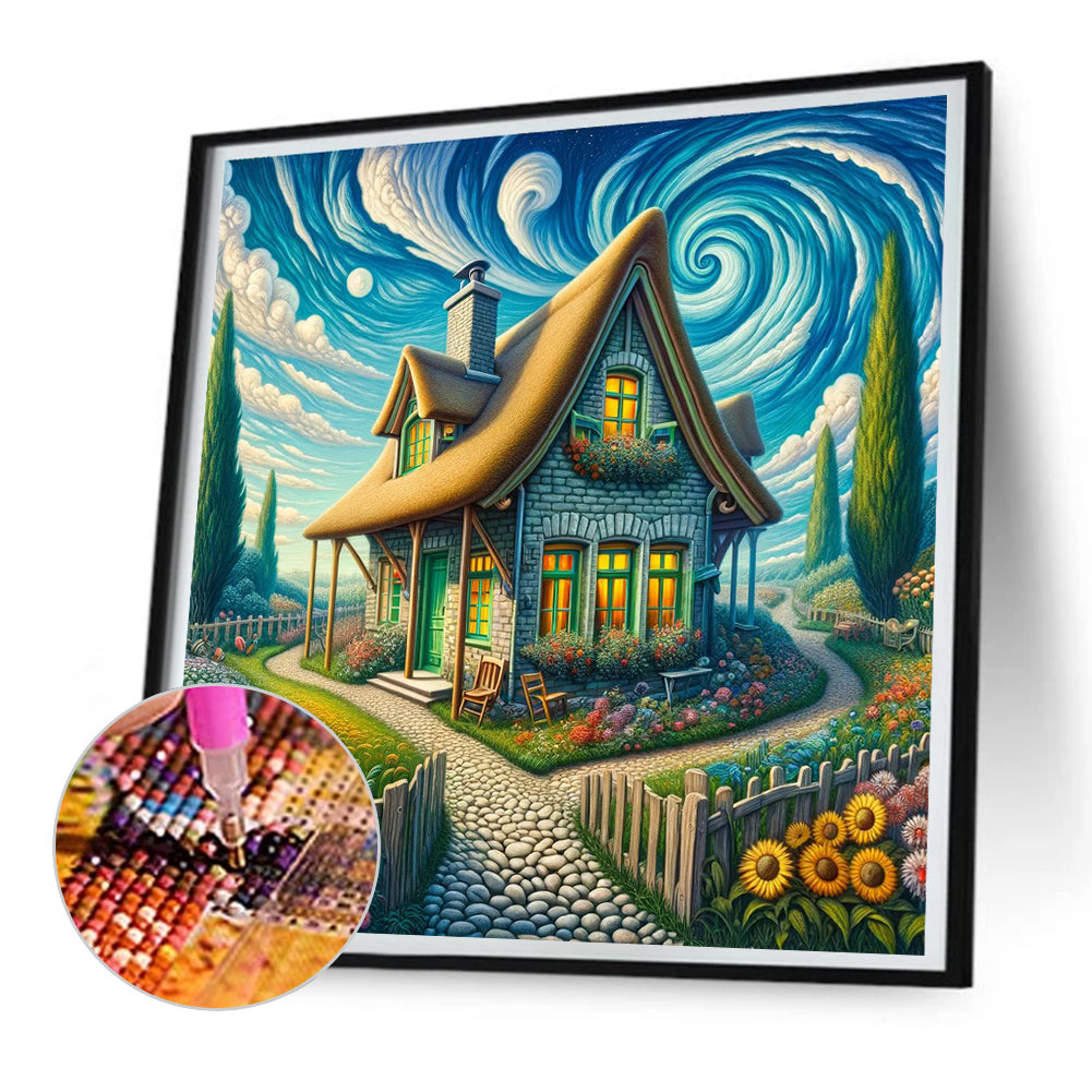 Diamond Painting - Full Round - Swirl cloud house (30*30CM)