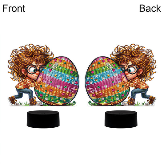 Acrylic Double Sided Bunny Egg Diamond Painting LED Night Light for Easter Gifts