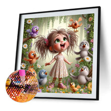 Load image into Gallery viewer, Diamond Painting - Full Round - Singing Birds In The Forest And Girl (40*40CM)