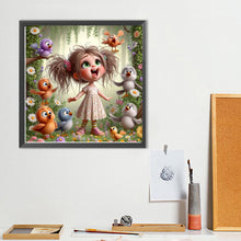 Load image into Gallery viewer, Diamond Painting - Full Round - Singing Birds In The Forest And Girl (40*40CM)