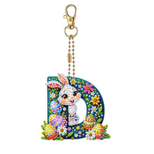 Load image into Gallery viewer, PET Double Sided Special Shaped Easter Alphabet DIY Diamond Painting Keychain