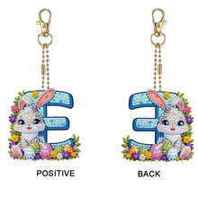 Load image into Gallery viewer, PET Double Sided Special Shaped Easter Alphabet DIY Diamond Painting Keychain