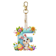 Load image into Gallery viewer, PET Double Sided Special Shaped Easter Alphabet DIY Diamond Painting Keychain