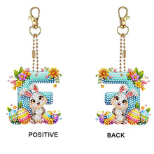 Load image into Gallery viewer, PET Double Sided Special Shaped Easter Alphabet DIY Diamond Painting Keychain