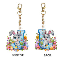 Load image into Gallery viewer, PET Double Sided Special Shaped Easter Alphabet DIY Diamond Painting Keychain