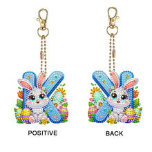 Load image into Gallery viewer, PET Double Sided Special Shaped Easter Alphabet DIY Diamond Painting Keychain