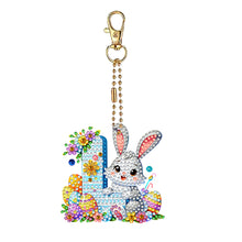 Load image into Gallery viewer, PET Double Sided Special Shaped Easter Alphabet DIY Diamond Painting Keychain
