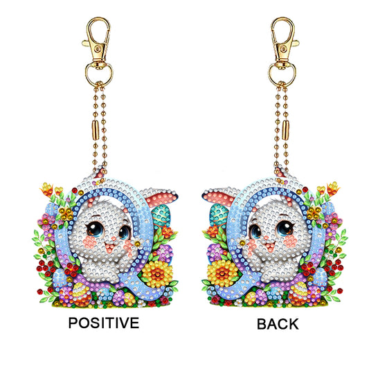 PET Double Sided Special Shaped Easter Alphabet DIY Diamond Painting Keychain