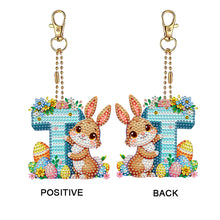 Load image into Gallery viewer, PET Double Sided Special Shaped Easter Alphabet DIY Diamond Painting Keychain