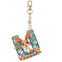 Load image into Gallery viewer, PET Double Sided Special Shaped Easter Alphabet DIY Diamond Painting Keychain