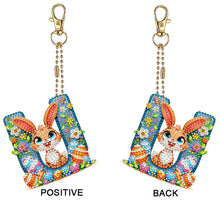 Load image into Gallery viewer, PET Double Sided Special Shaped Easter Alphabet DIY Diamond Painting Keychain
