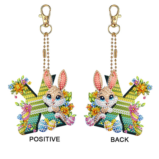 PET Double Sided Special Shaped Easter Alphabet DIY Diamond Painting Keychain