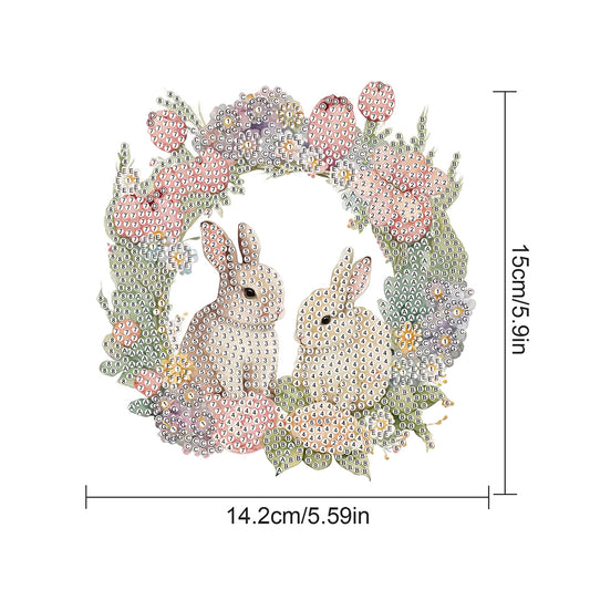 Special Shape Easter Bunny Wreath Diamond Painting Hanging Pendant for Party