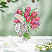 Load image into Gallery viewer, Special Shape Easter Bunny Bouquet Diamond Painting Hanging Pendant for Party