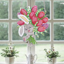 Load image into Gallery viewer, Special Shape Easter Bunny Bouquet Diamond Painting Hanging Pendant for Party