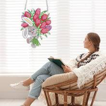 Load image into Gallery viewer, Special Shape Easter Bunny Bouquet Diamond Painting Hanging Pendant for Party