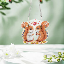 Load image into Gallery viewer, Valentines Day Love Squirrel Diamond Painting Hanging Pendant for Art Crafts