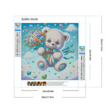 Load image into Gallery viewer, Diamond Painting - Full Round - White Bear With Flowers In The Sky (30*30CM)