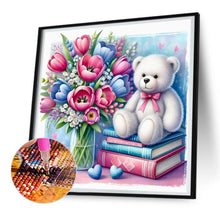 Load image into Gallery viewer, Diamond Painting - Full Round - White Bear With Vase On The Book (30*30CM)