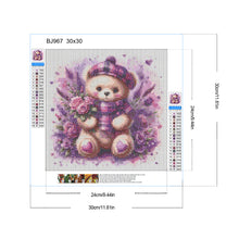 Load image into Gallery viewer, Diamond Painting - Full Round - Purple Flower Lavender Teddy Bear (30*30CM)