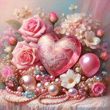 Load image into Gallery viewer, Diamond Painting - Full Round - Pink Rose Heart (30*30CM)