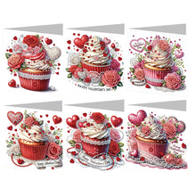 Load image into Gallery viewer, 6Pcs Valentines Day Cake Diamond Painting Greeting Card for Holiday Party