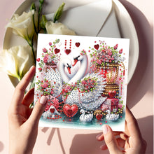 Load image into Gallery viewer, 6Pcs Valentines Day Swan Diamond Painting Greeting Card for Holiday Party