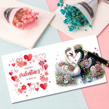 Load image into Gallery viewer, 6Pcs Valentines Day Swan Diamond Painting Greeting Card for Holiday Party