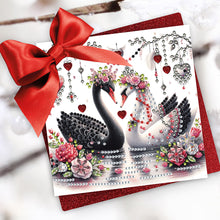Load image into Gallery viewer, 6Pcs Valentines Day Swan Diamond Painting Greeting Card for Holiday Party