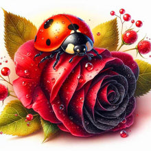Load image into Gallery viewer, Diamond Painting - Full Round - Red rose and insect (30*30CM)