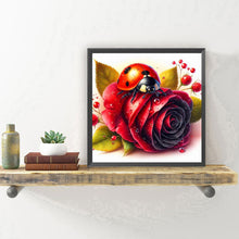 Load image into Gallery viewer, Diamond Painting - Full Round - Red rose and insect (30*30CM)