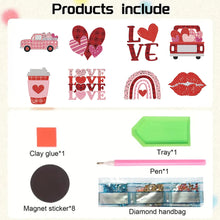 Load image into Gallery viewer, 8Pcs Valentines Day Atmosphere Diamond Painting Fridge Stickers for Home Decor
