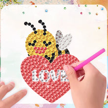 Load image into Gallery viewer, 8Pcs Valentines Day Bee Diamond Painting Fridge Stickers for Car Mailbox Decor