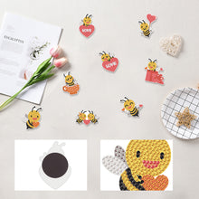 Load image into Gallery viewer, 8Pcs Valentines Day Bee Diamond Painting Fridge Stickers for Car Mailbox Decor