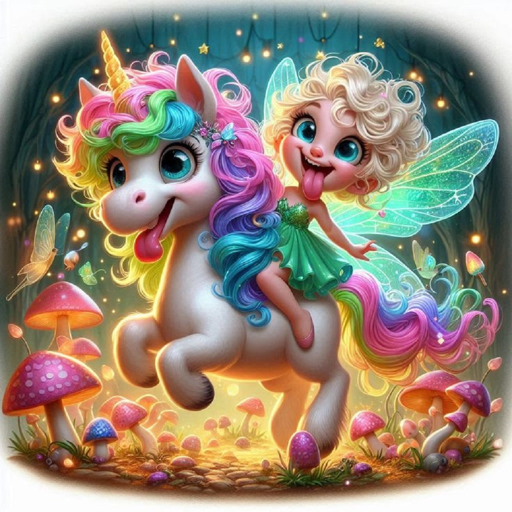 Diamond Painting - Full Round - Elf Girl Unicorn (40*40CM)