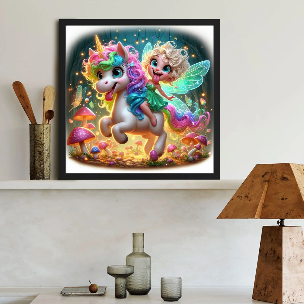 Diamond Painting - Full Round - Elf Girl Unicorn (40*40CM)