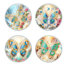 Load image into Gallery viewer, 4Pcs Acrylic Special Shape Butterfly DIY Waterproof Diamond Painting Coaster