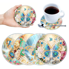 Load image into Gallery viewer, 4Pcs Acrylic Special Shape Butterfly DIY Waterproof Diamond Painting Coaster