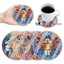 Load image into Gallery viewer, 4Pcs Acrylic Special Shape Lion DIY Waterproof Diamond Painting Coaster