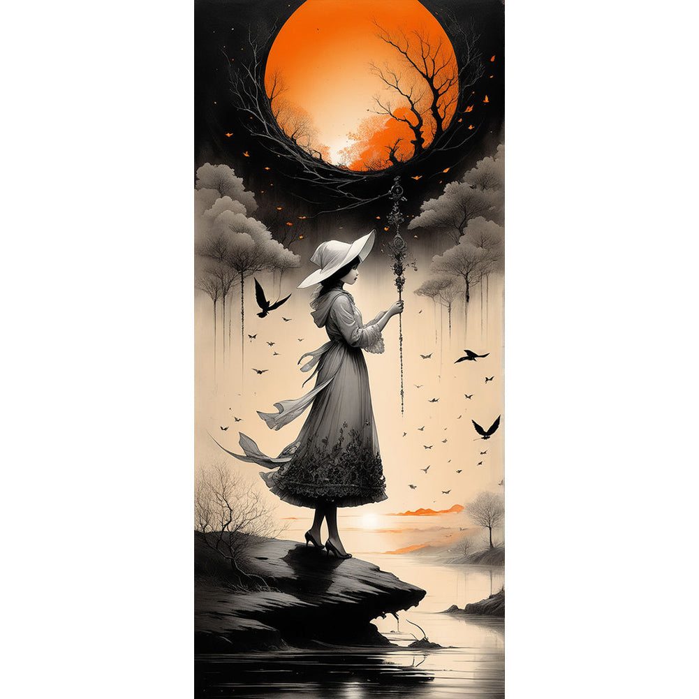Diamond Painting - Full Round - Fantasy Dandelion Moon Girl (40*90CM)