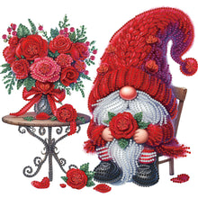 Load image into Gallery viewer, Diamond Painting - Partial Special Shaped - Red Rose Gnome (30*30CM)
