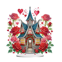 Load image into Gallery viewer, Acrylic Special Shape Rose Cottage Diamond Painting Desktop Ornaments
