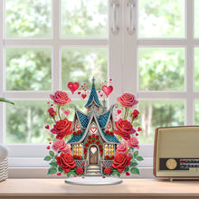 Load image into Gallery viewer, Acrylic Special Shape Rose Cottage Diamond Painting Desktop Ornaments