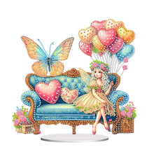 Load image into Gallery viewer, Acrylic Special Shape Elf Girl On The Sofa Diamond Painting Desktop Ornaments